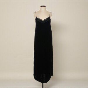 ALLSAINTS Black Velvet Slip Dress (Size 4)